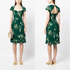 NWT Reformation Rosi Floral Ruffle Cap Sleeve Viscose Midi Dress in Buena size 8